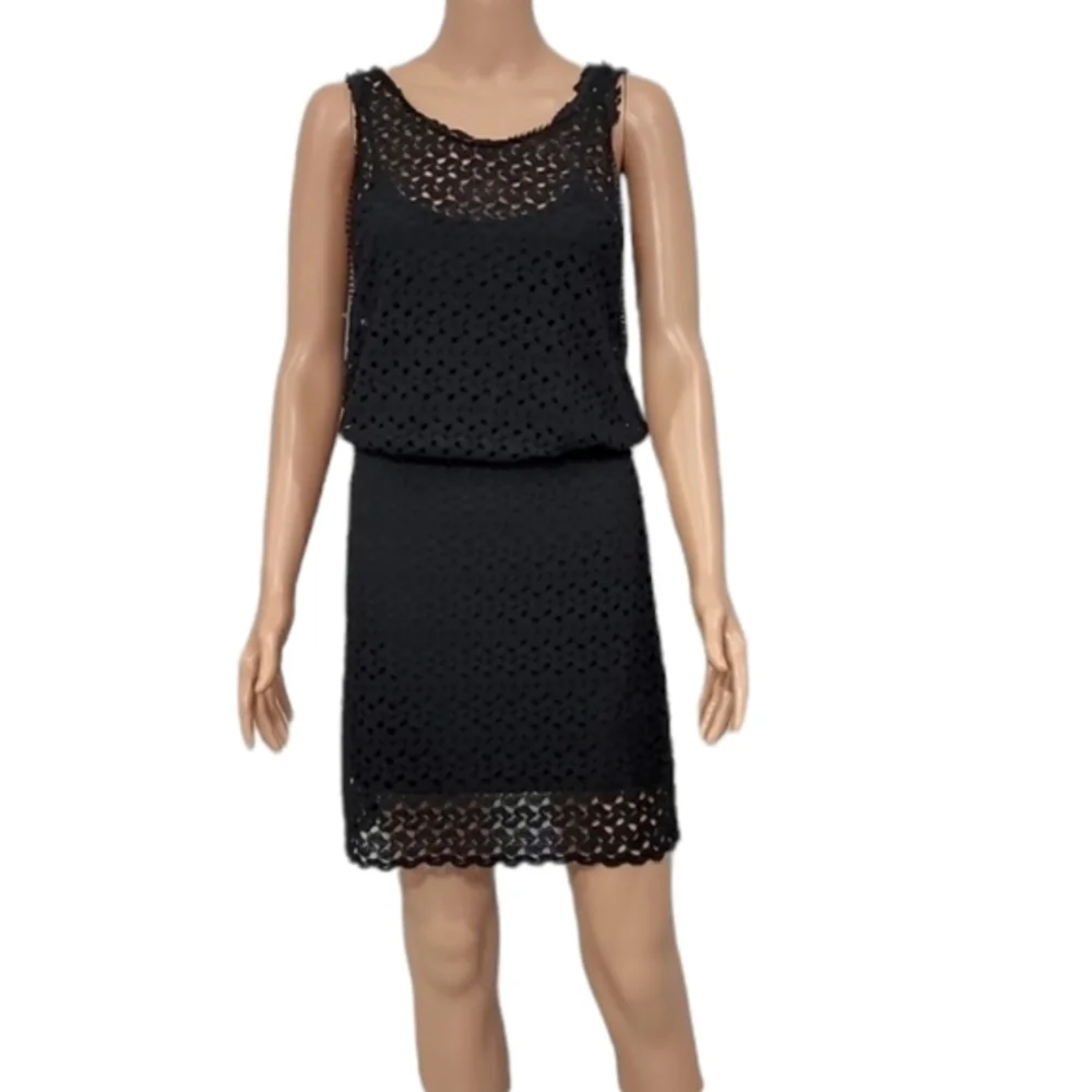 Free People Crochet Dress Size‎ S Black Sleeveless Lined Keyhole Back Womens